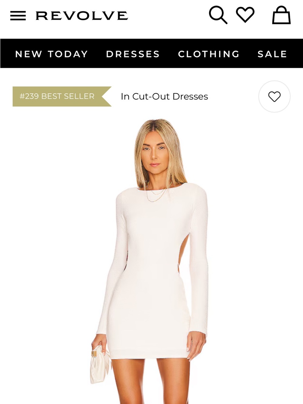 REVOLVE White Long-Sleeve Cutout Mini Dress
